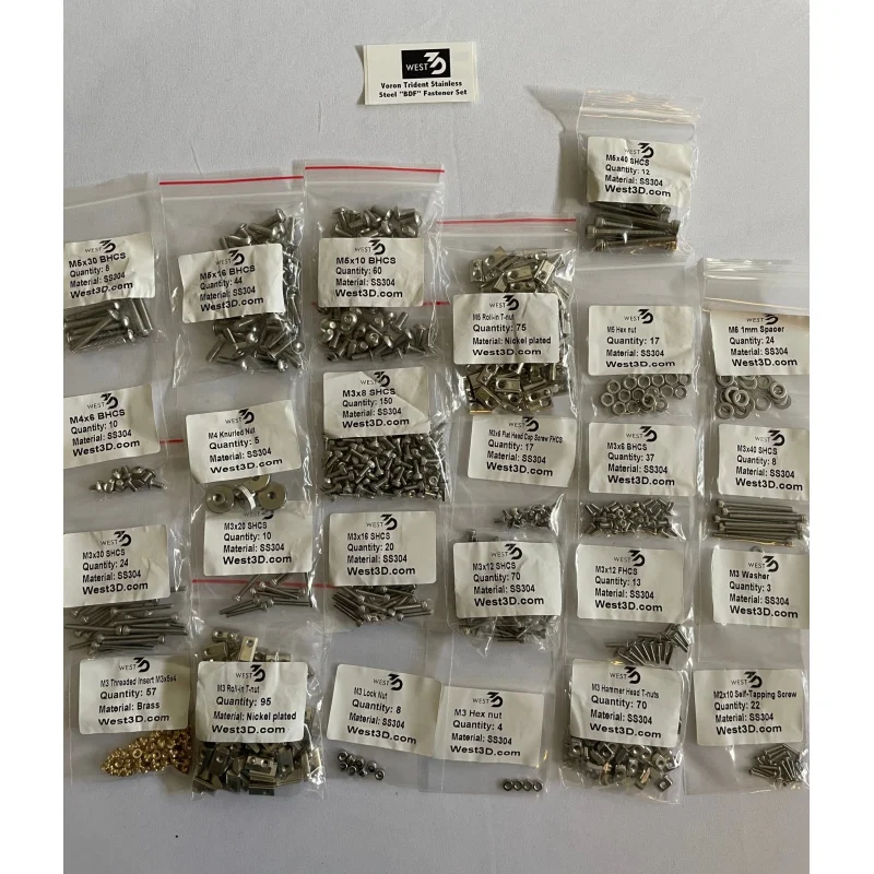 West3D Stainless Steel Fastener Kit for Voron Trident (BDF)