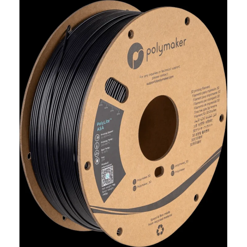 Polymaker ASA 3D Printer Filament 1KG 1.75mm Black (Hex Code -#101820)