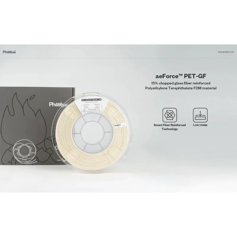 Phaetus aeForce PET-GF 15% Glass Filled PET 3D Printer Filament 1KG 1.75mm Black