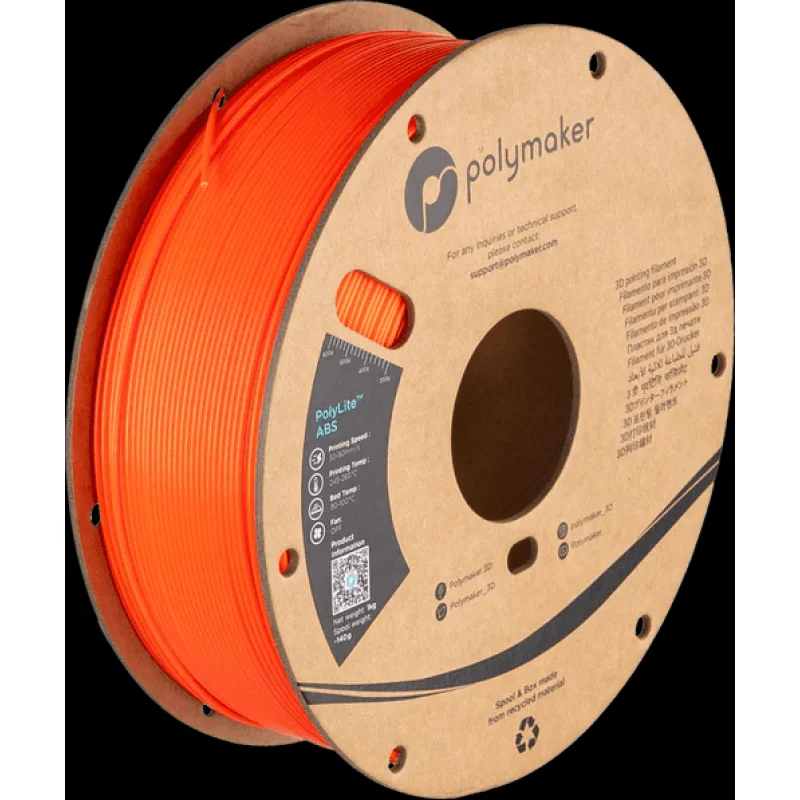Polymaker PolyLite NEON ABS 3D Printer Filament 1KG 1.75mm Neon Orange