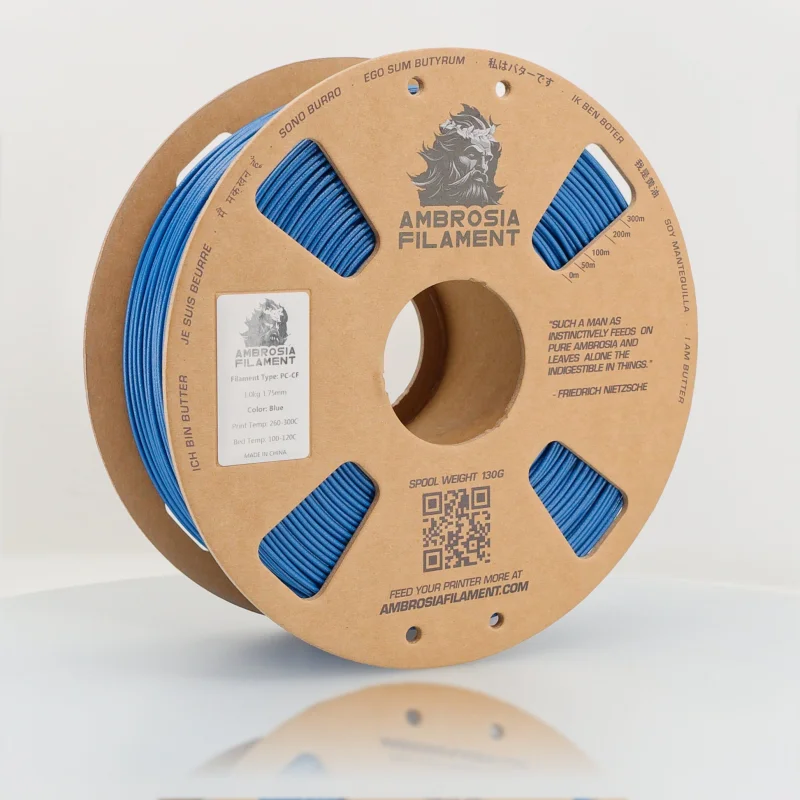 AMBROSIA PC-CF Filament of the Gods – 1KG Bambu AMS Friendly Cardboard Spools Premium 3D Printing Filament House Polycarbonate CF PCCF Black