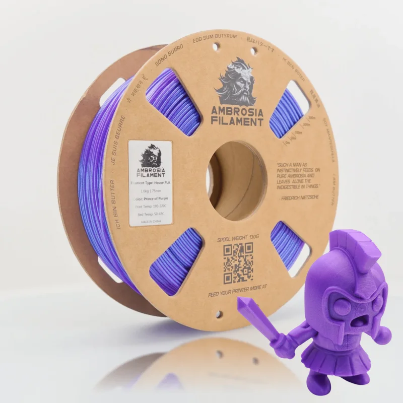 AMBROSIA Dolos Color Shifting ASA Filament of the Gods – 1KG Bambu AMS Friendly Cardboard Spools Premium 3D Printing Filament Prince of Purple