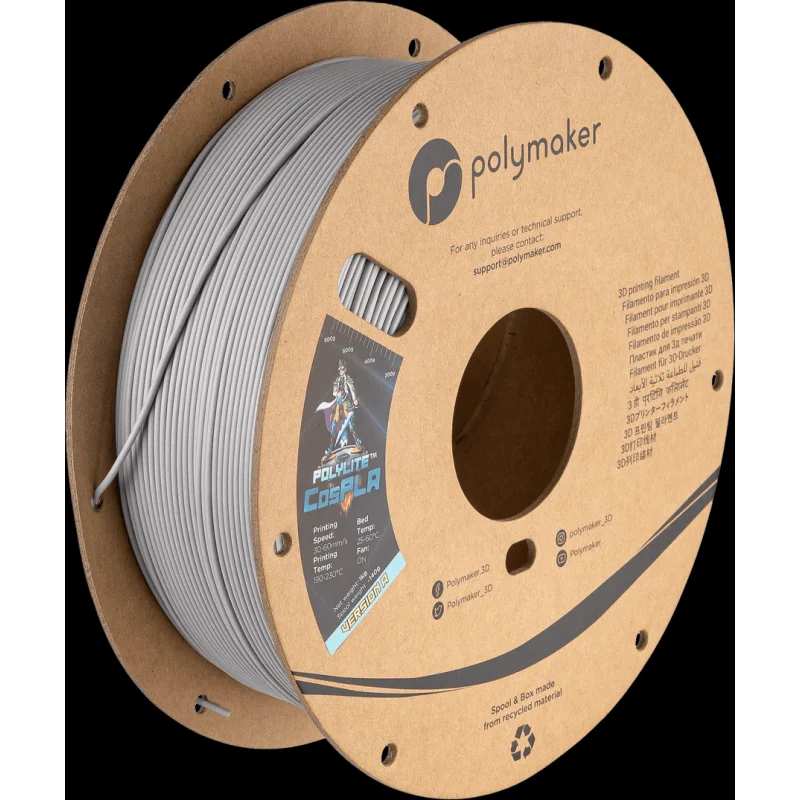 Polymaker PolyLite CosPLA Durable and Sandable PLA for Cosplay 3D Printer Filament 1KG 1.75mm