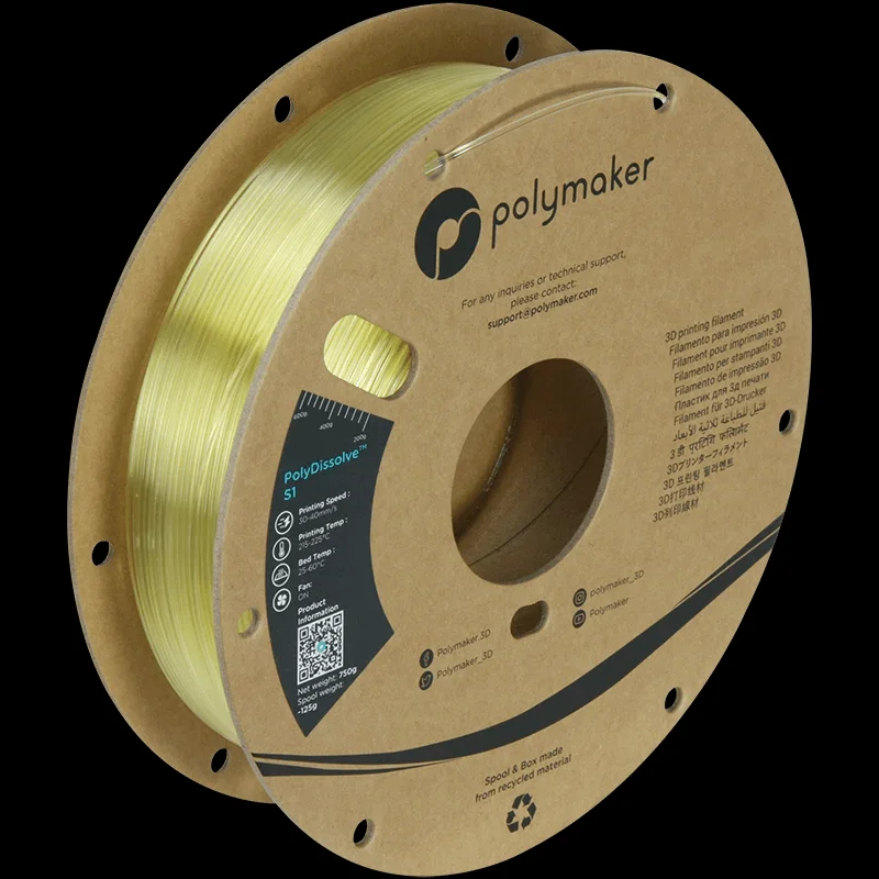 Polymaker PolyDissolve S1 (PVA) Dissolvable 3D Printer Filament For Supports .75KG 1.75mm