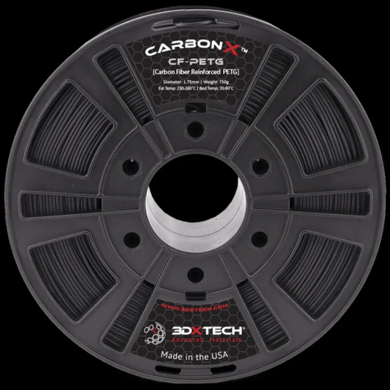 CarbonX PETG+CF 3D Printer Filament by 3DXTech Made in USA 750g Black