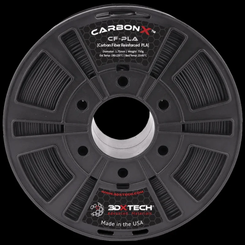 CarbonX PLA+CF 3D Printer Filament by 3DXTech Made in USA 750g Black