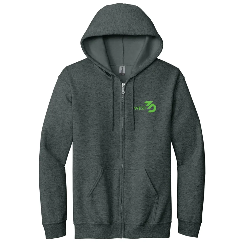 West3D Zip UpHoodies – Hooded Zippered Sweatshirt (Grey)