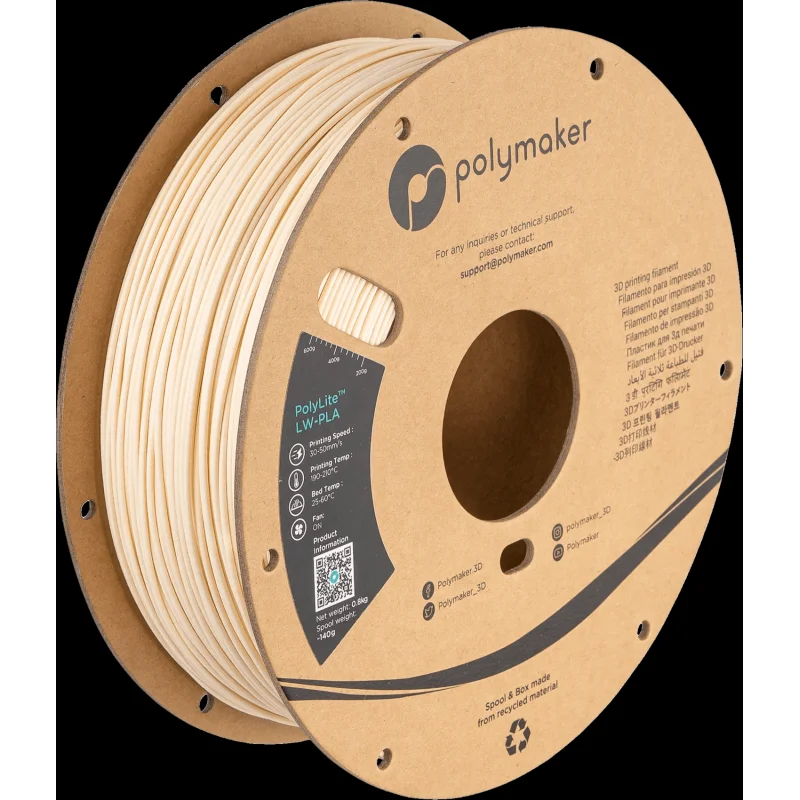 Polymaker PolyLite LW-PLA Lightweight PLA 800g White