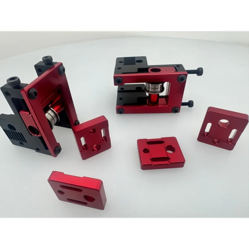 Rigid Aluminum Front Idlers For Voron Printers with 4 CNC Belt Clamps by Vitalii3D Black / Red