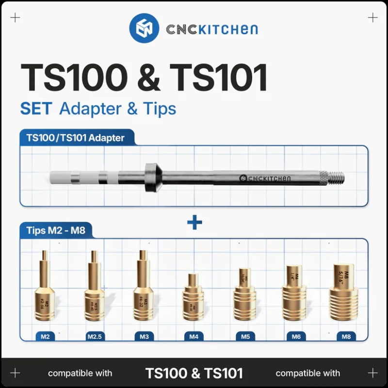 CNC Kitchen Installation Tips SET And Adapter compatible with TS100 & TS101 V2