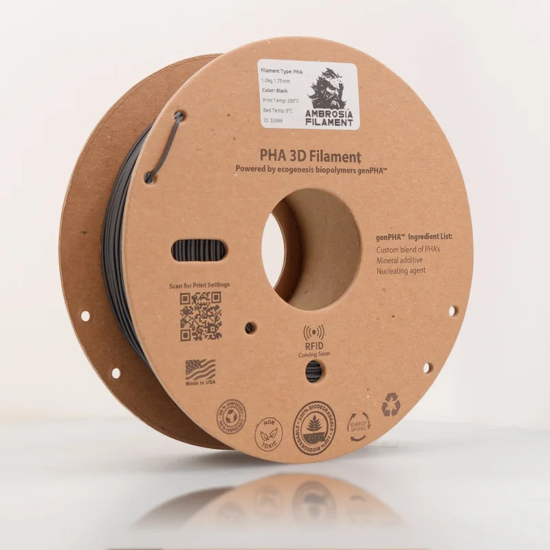 Ambrosia PHA Filament 1KG 1.75mm – Earth Friendly Filament for Everyone Black