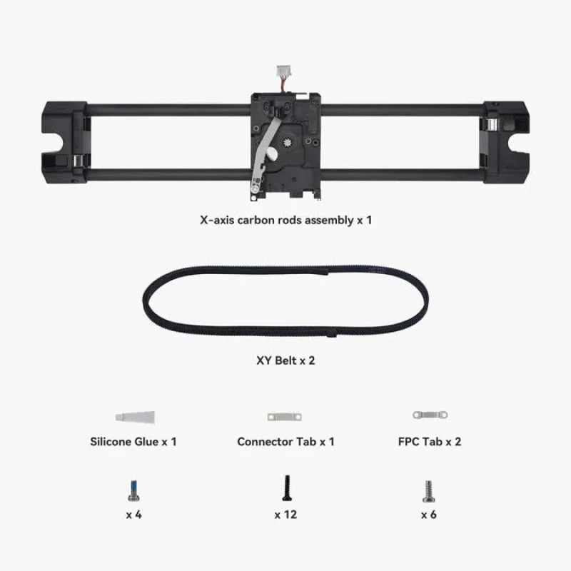 X-Axis Carbon Rods Assembly for Bambu Lab X1 and P1 Series 3D Printers