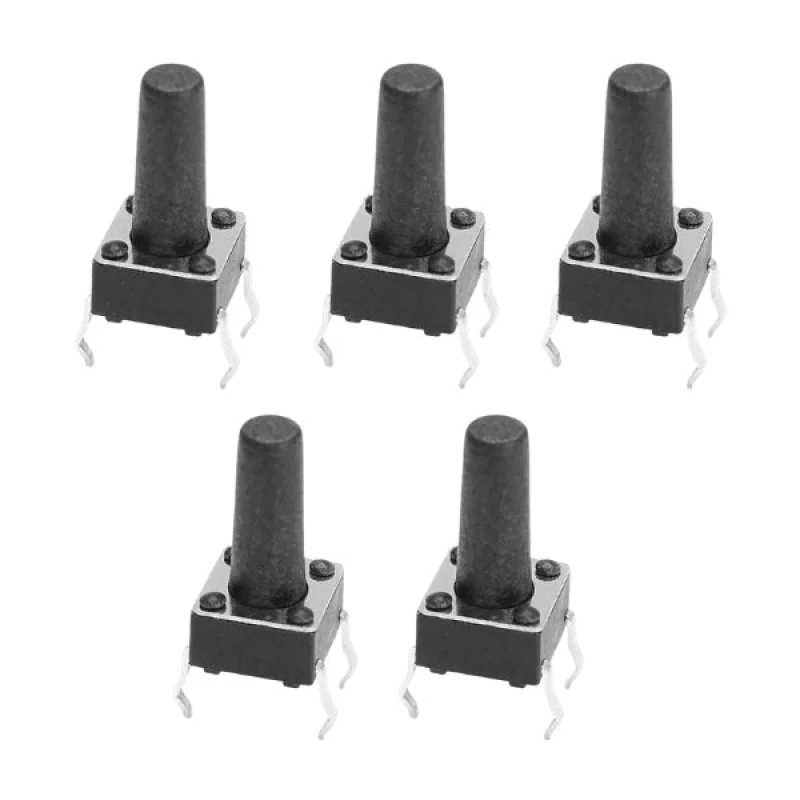 Long Head Momentary Push Button Switch 6mm (5 Pack)