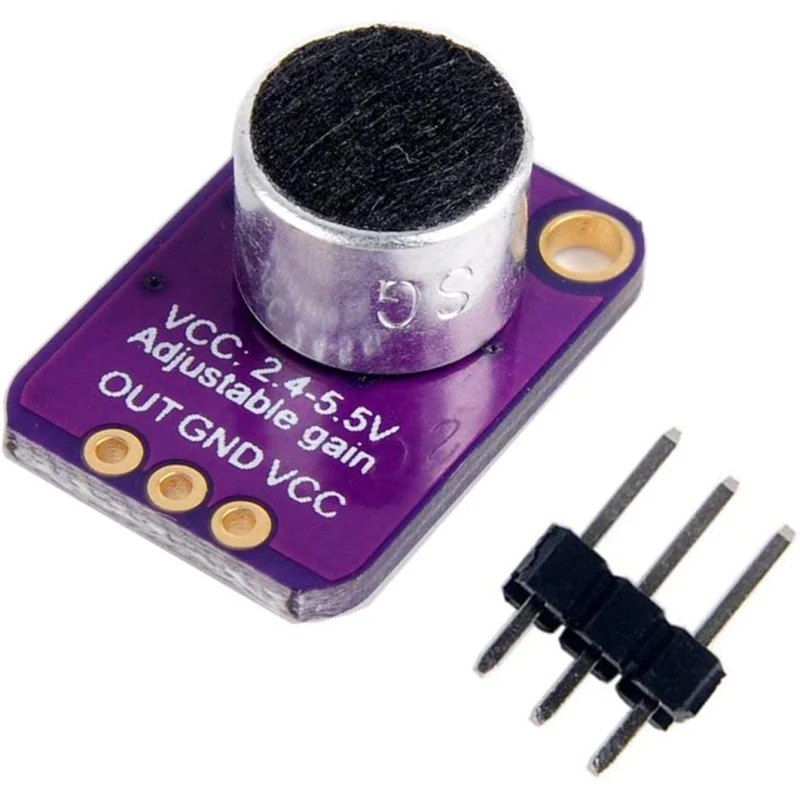 Electret Microphone Amplifier Module Adjustable Gain 25x to 125x