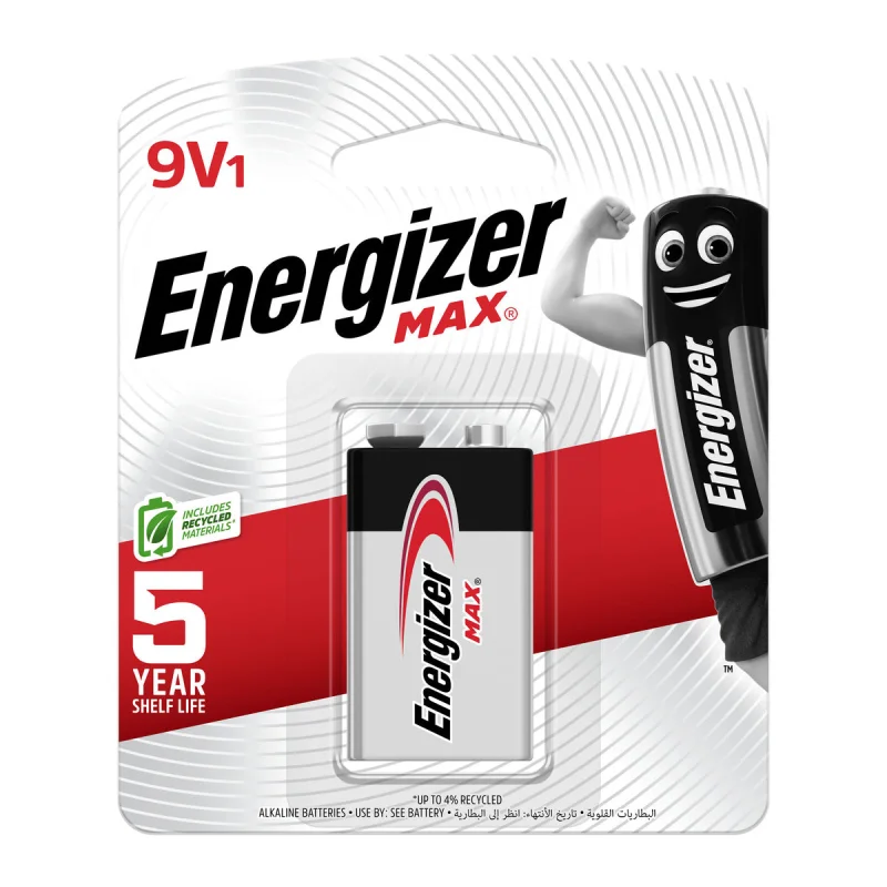 Energizer MAX 9V Alkaline Battery 9V PP3 6LR61