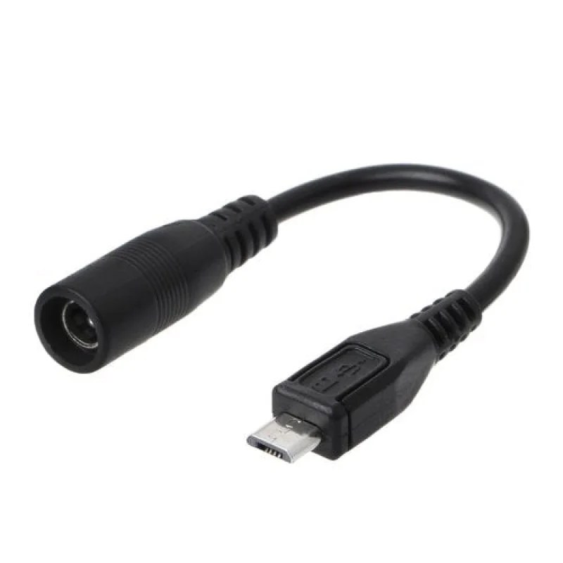 Female Barrel Jack to Micro USB Male Cable