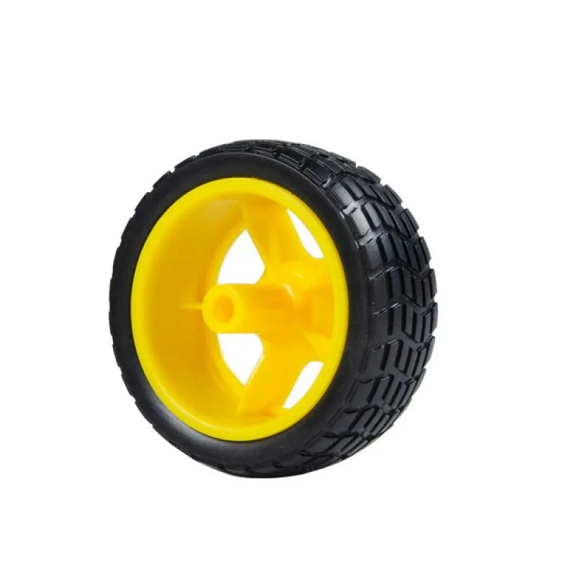 65mm Rubber Wheel for TT Motor Yellow Plastic Rim